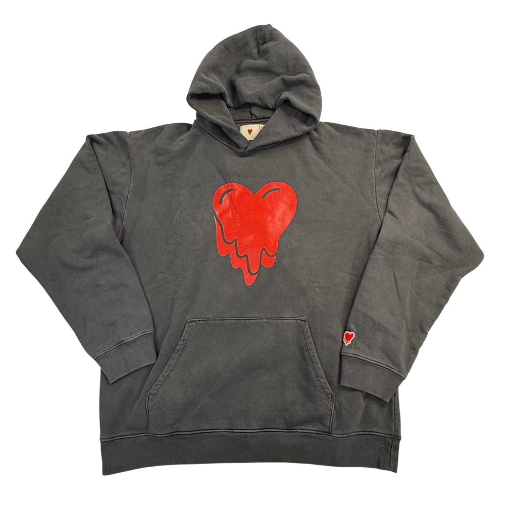 Emotionally Unavailable Melting Heart Ecocycle Hoodie Washed Black XL Cotton